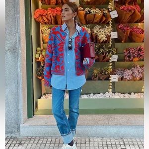 Zara knit jacquard cardigan